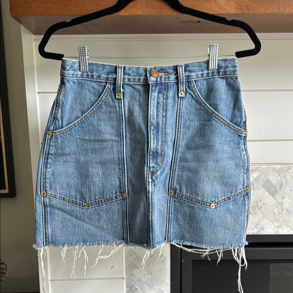 Re/Done Blue Cargo Mini Skirt Casual